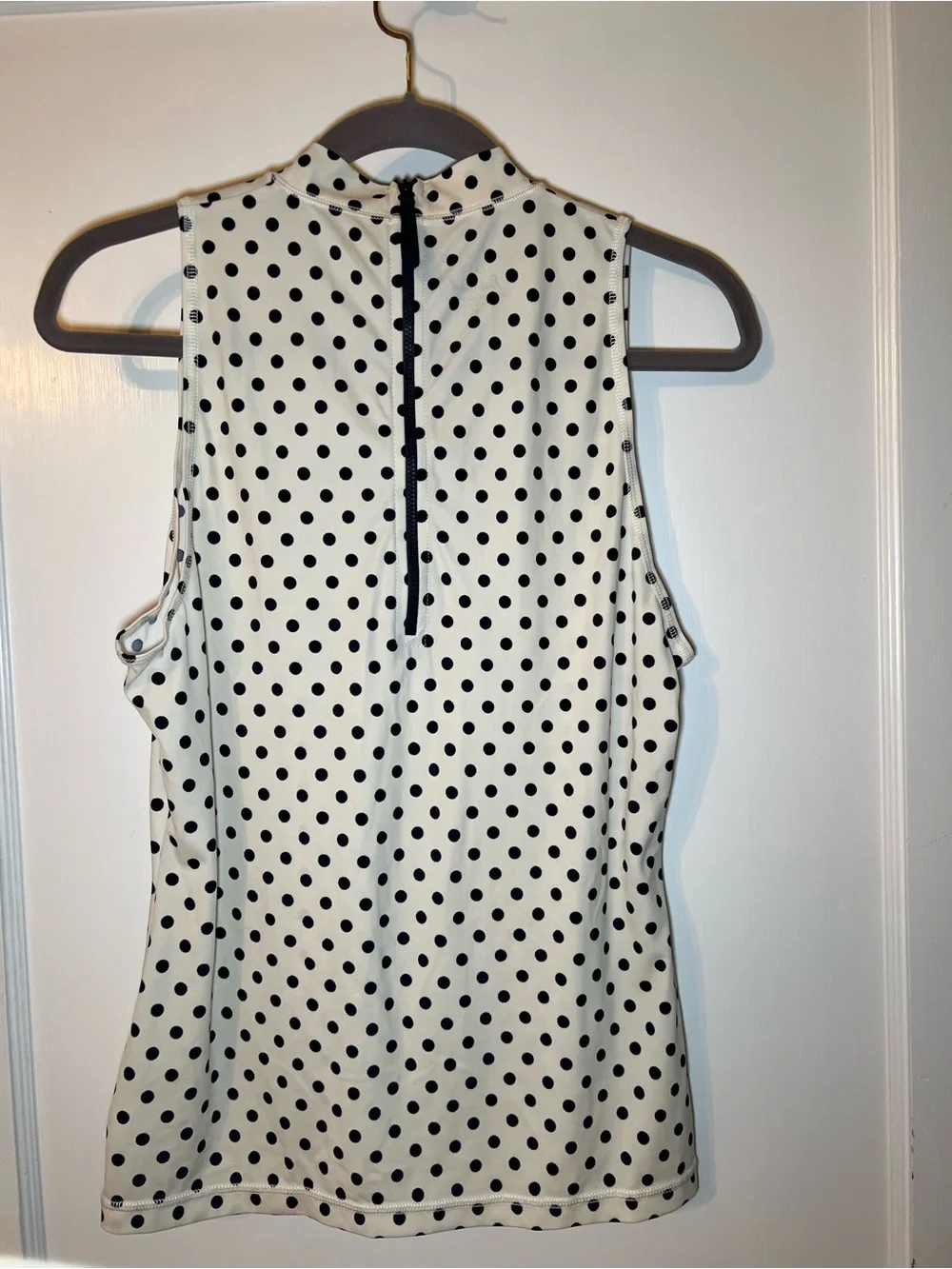 J. Crew Swim White Rash Guard with Black Polka Dots
